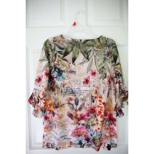 NWT Time and Tru Women's S Multicolor 3/4 Sleeve Rhinestone T-Shirt Top